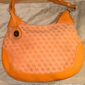 Dooney & Bourke Monogram Tangerine Canvas & Leather Hobo Bag